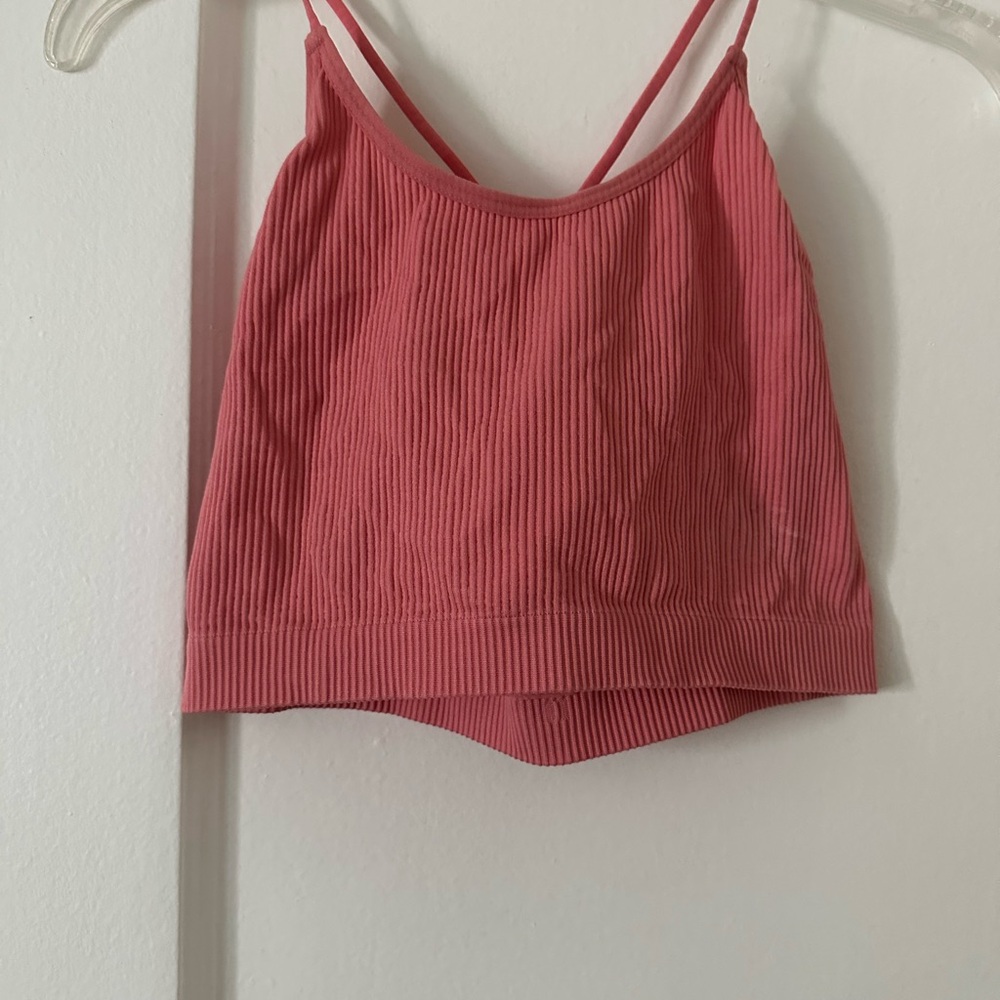Colsie Coral Ribbed Tank Top